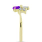 Goldplattierter Silberring mit lila Achat und weißem Topas