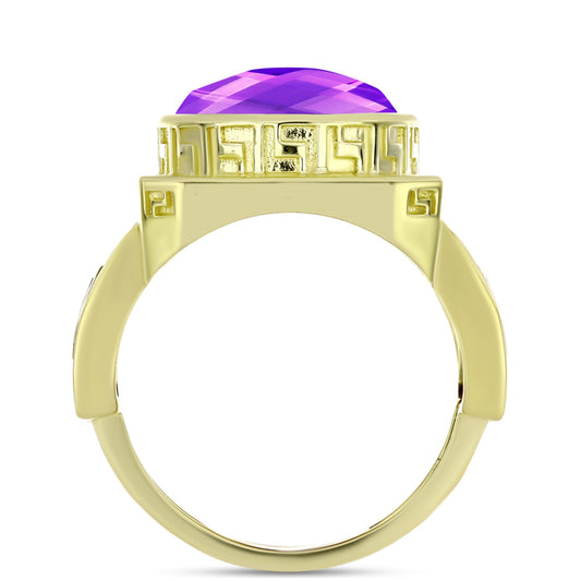Goldplattierter Silberring mit lila Achat