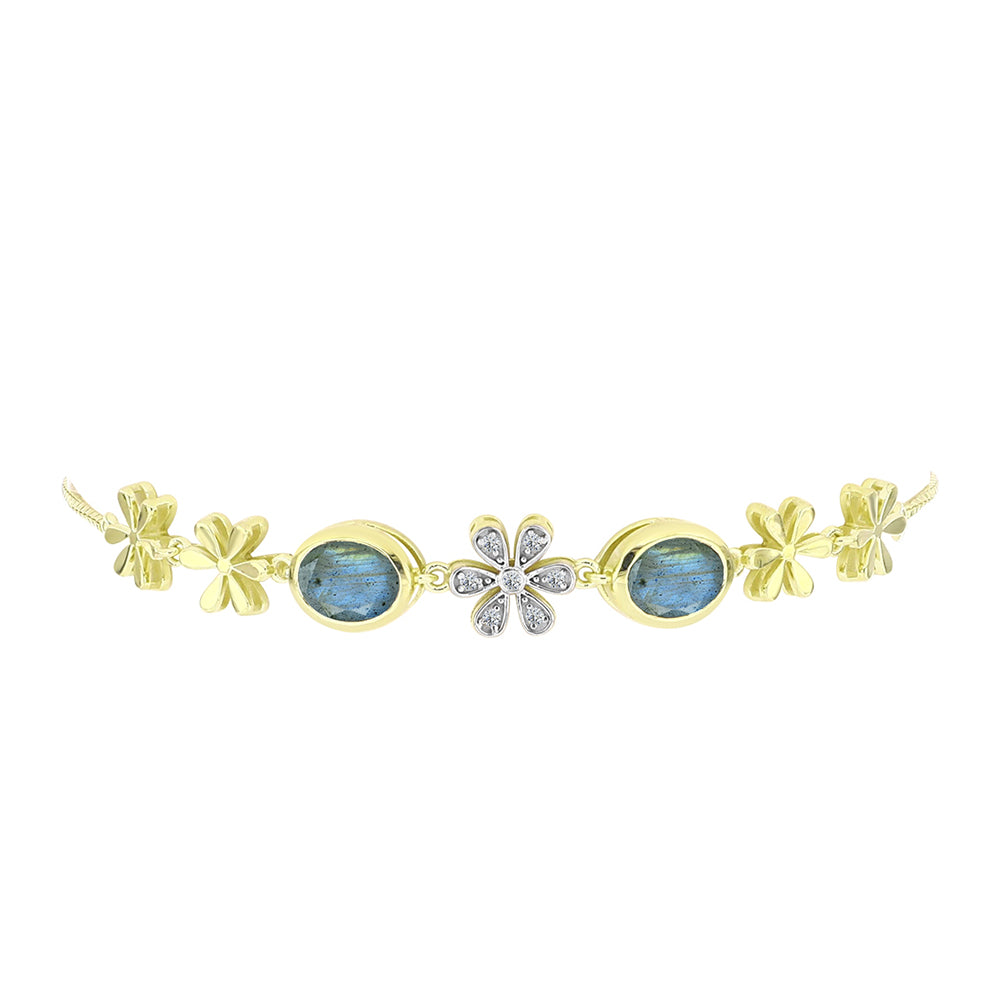 Goldplattiertes Silberarmband mit Labradorit und weißem Topas 2 