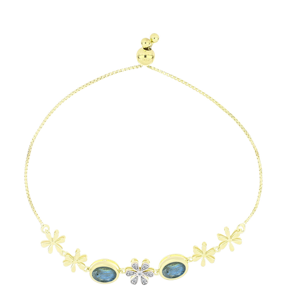 Goldplattiertes Silberarmband mit Labradorit und weißem Topas 1 