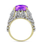 Goldplattierter Silberring mit lila Achat und weißem Topas