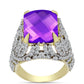 Goldplattierter Silberring mit lila Achat und weißem Topas