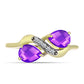 Goldplattierter Silberring mit lila Achat und weißem Topas