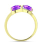 Goldplattierter Silberring mit lila Achat und weißem Topas