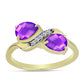 Goldplattierter Silberring mit lila Achat und weißem Topas