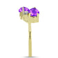 Goldplattierter Silberring mit lila Achat und weißem Topas