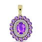Goldplattierter Silberanhänger mit lila Achat und marokkanischem Amethyst