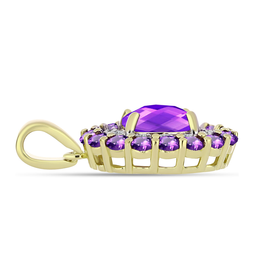 Goldplattierter Silberanhänger mit lila Achat und marokkanischem Amethyst