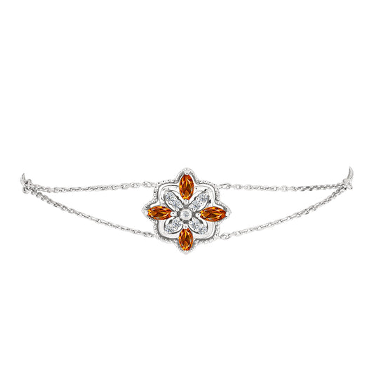 Silberarmband mit Citrin aus Madeira und weißem Topas