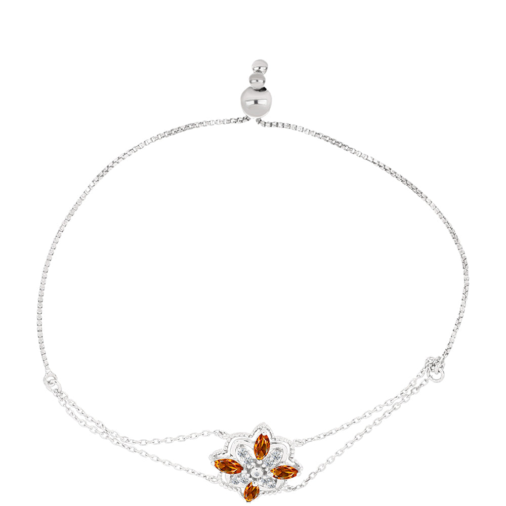 Silberarmband mit Citrin aus Madeira und weißem Topas 1 