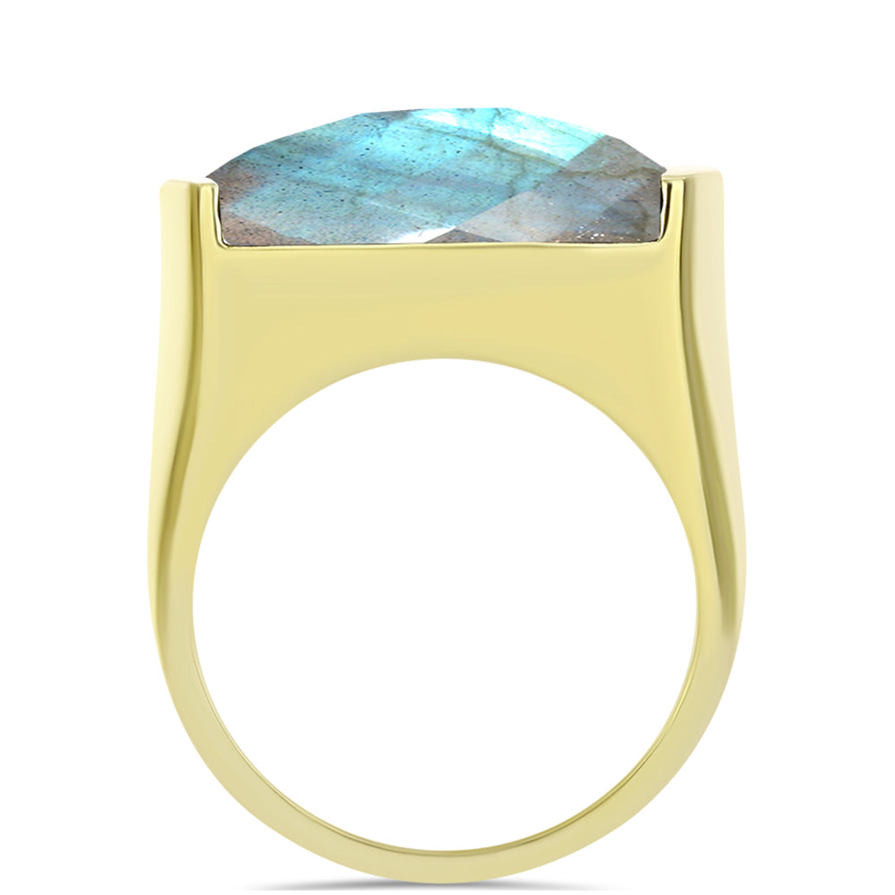 Goldplattierter Silberring mit Labradorit 6 