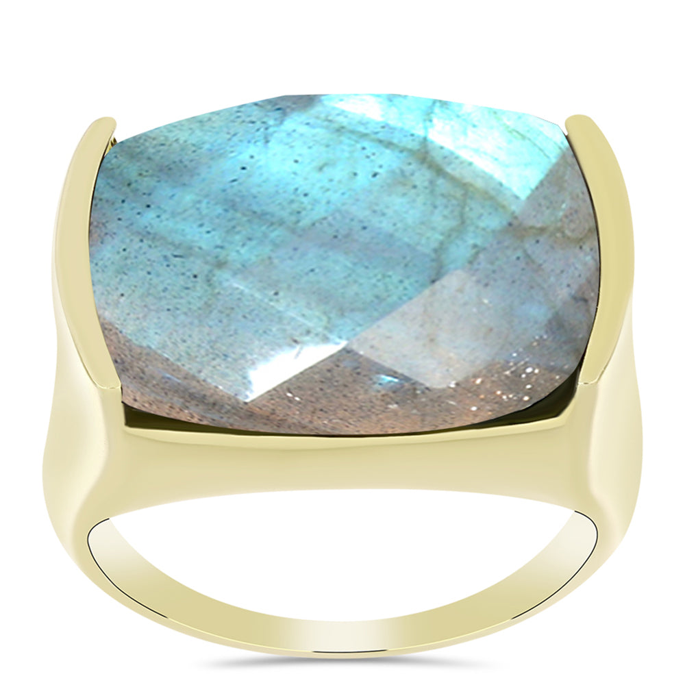 Goldplattierter Silberring mit Labradorit 7 
