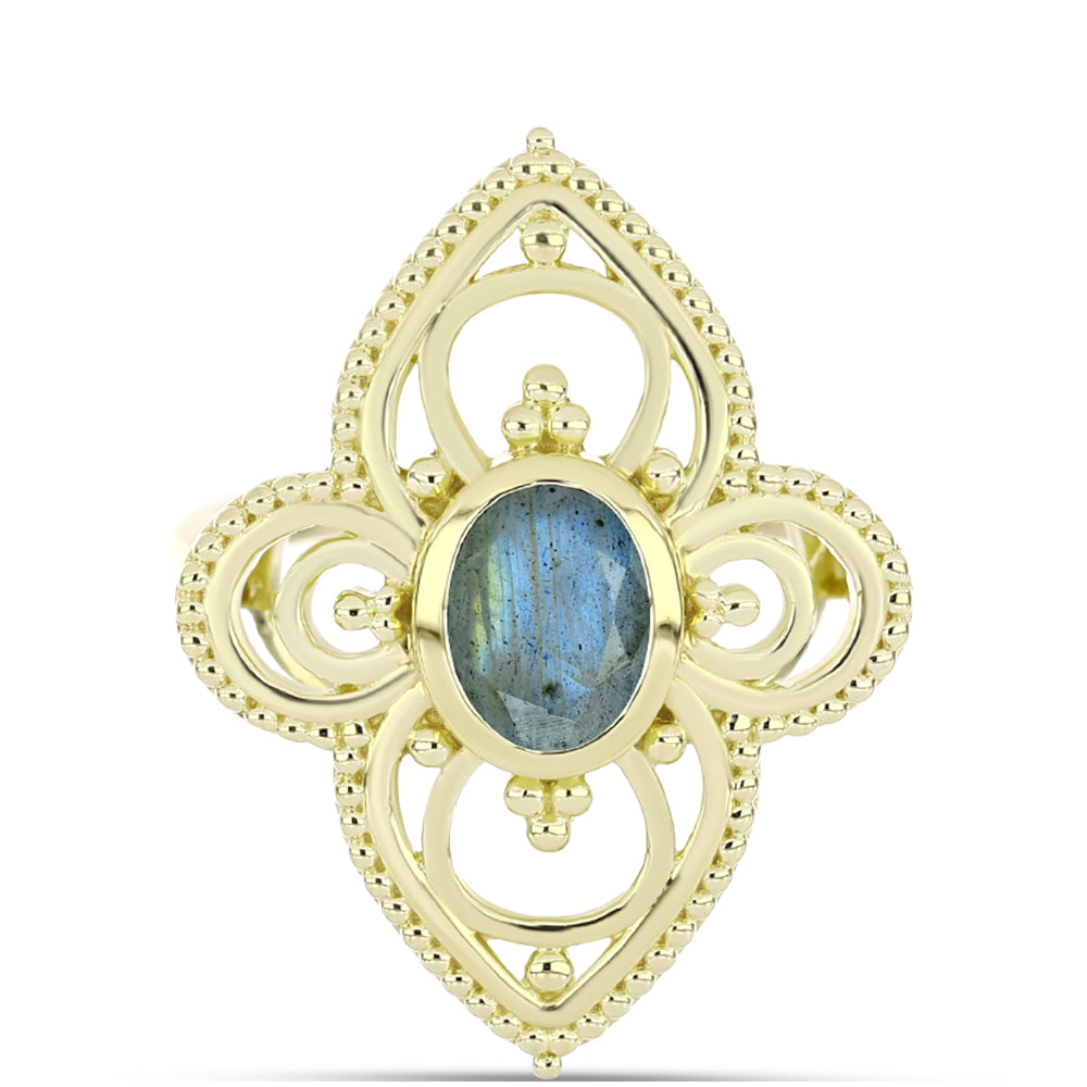 Goldplattierter Silberring mit Labradorit 1 