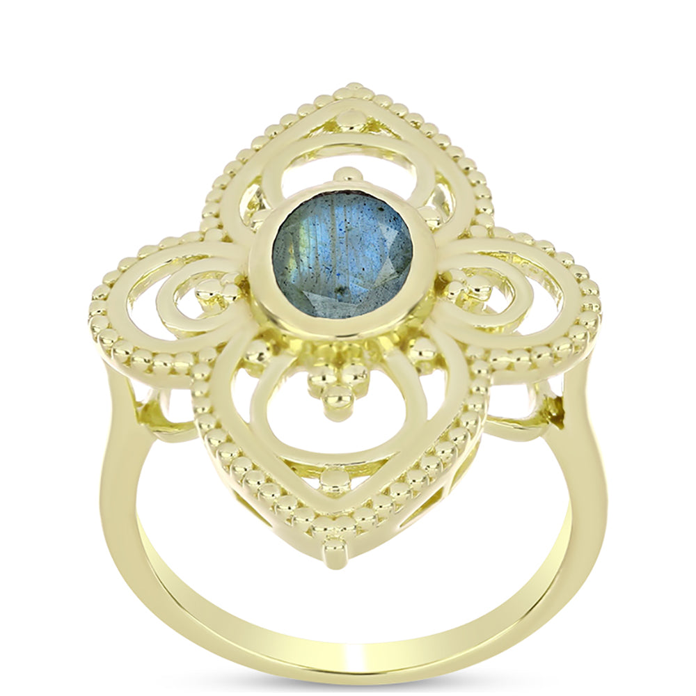 Goldplattierter Silberring mit Labradorit