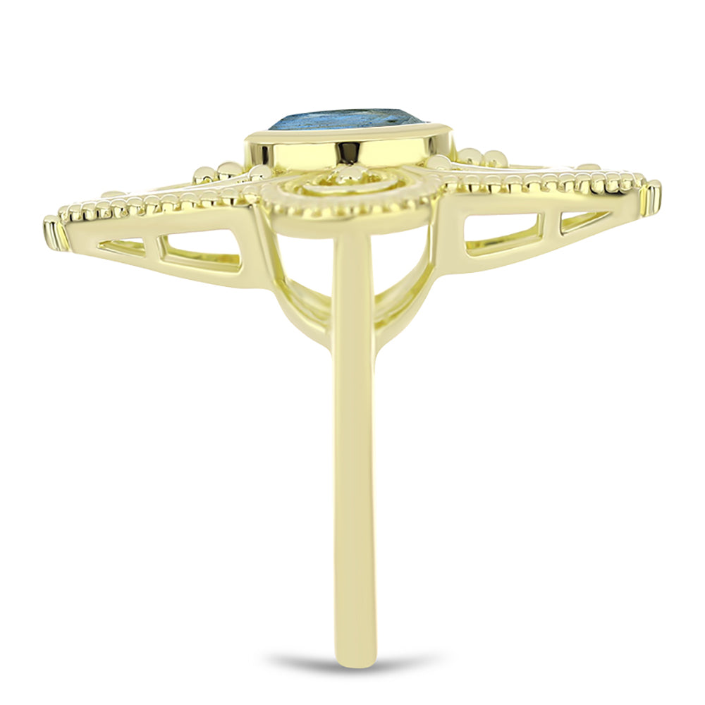 Goldplattierter Silberring mit Labradorit 4 