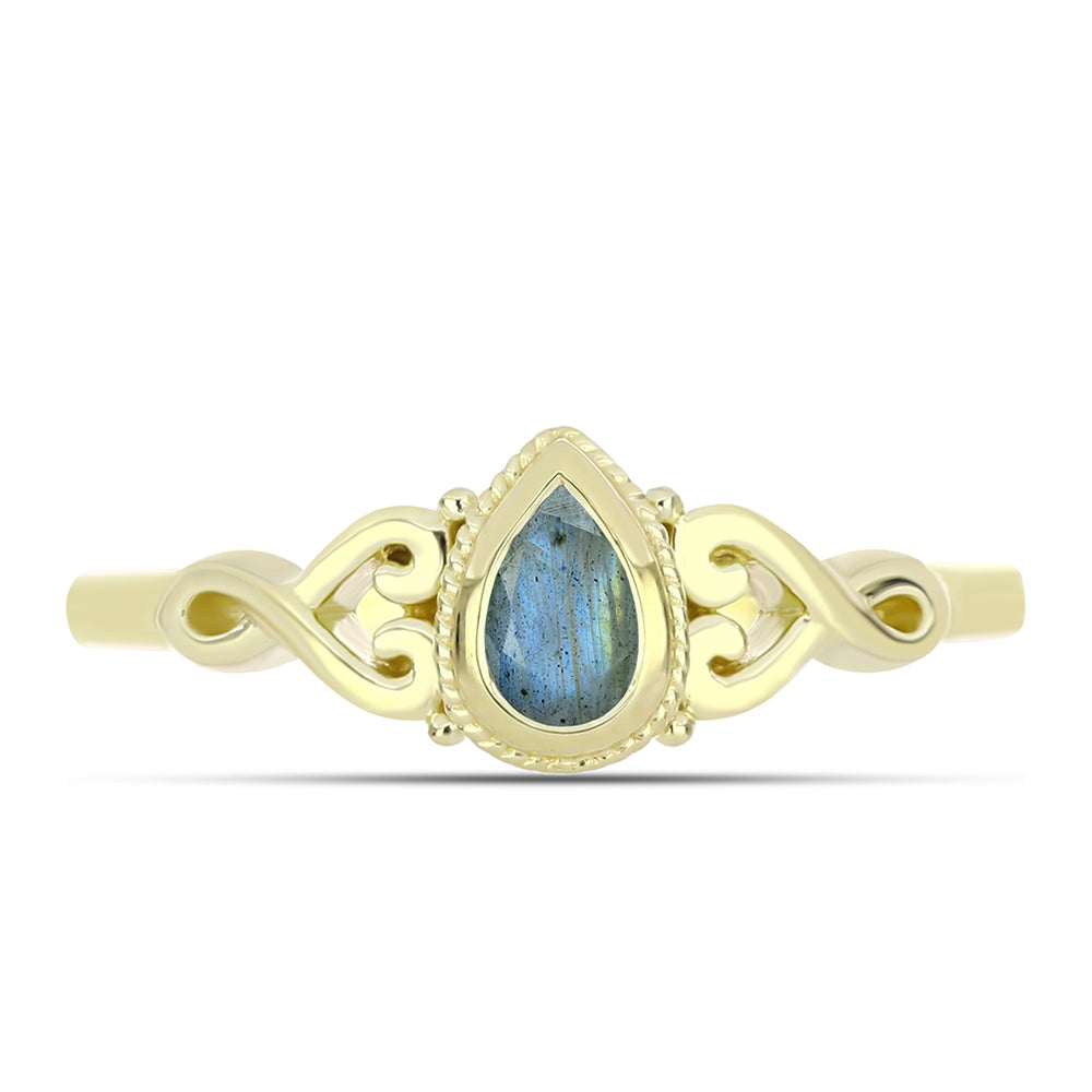 Goldplattierter Silberring mit Labradorit 1 
