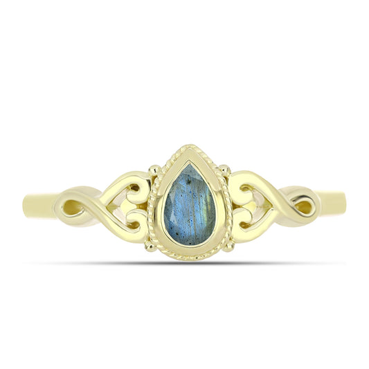 Goldplattierter Silberring mit Labradorit