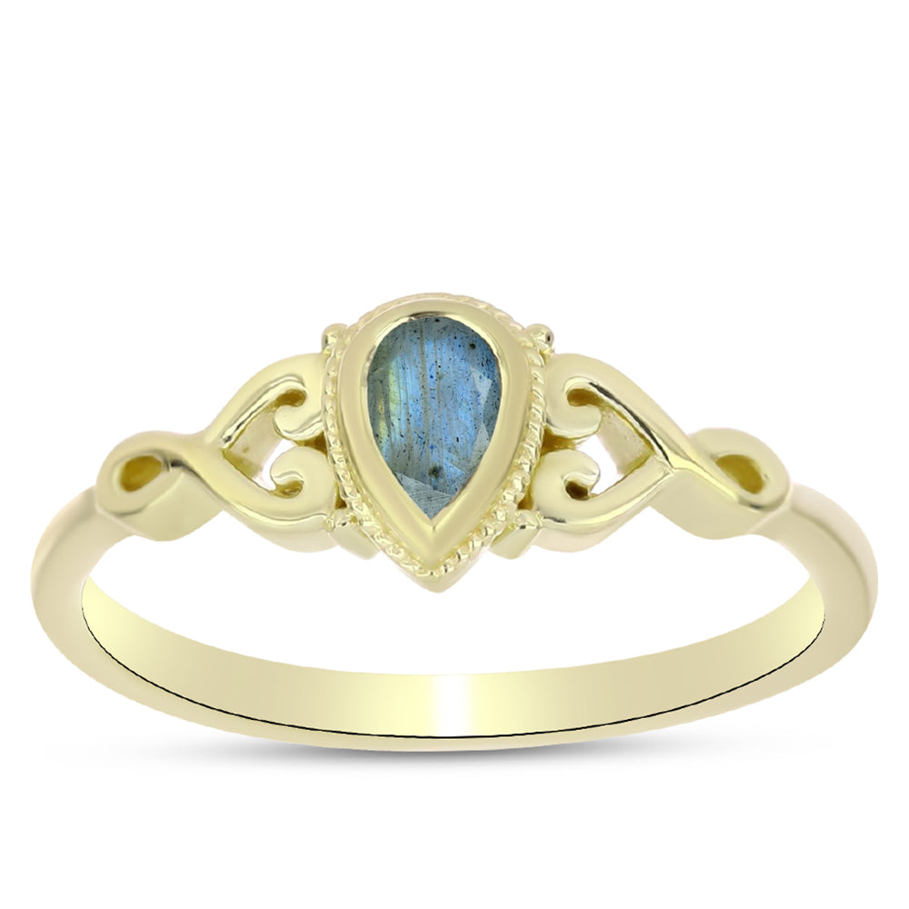 Goldplattierter Silberring mit Labradorit