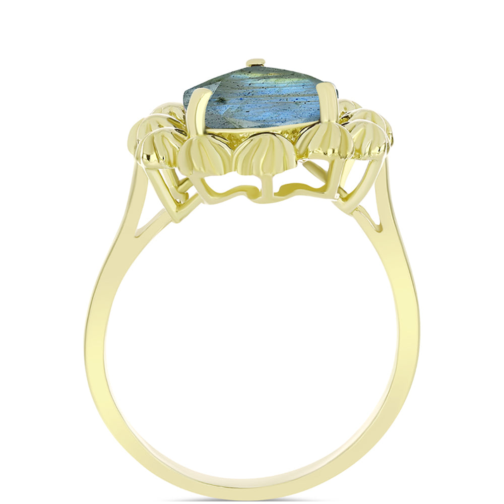 Goldplattierter Silberring mit Labradorit