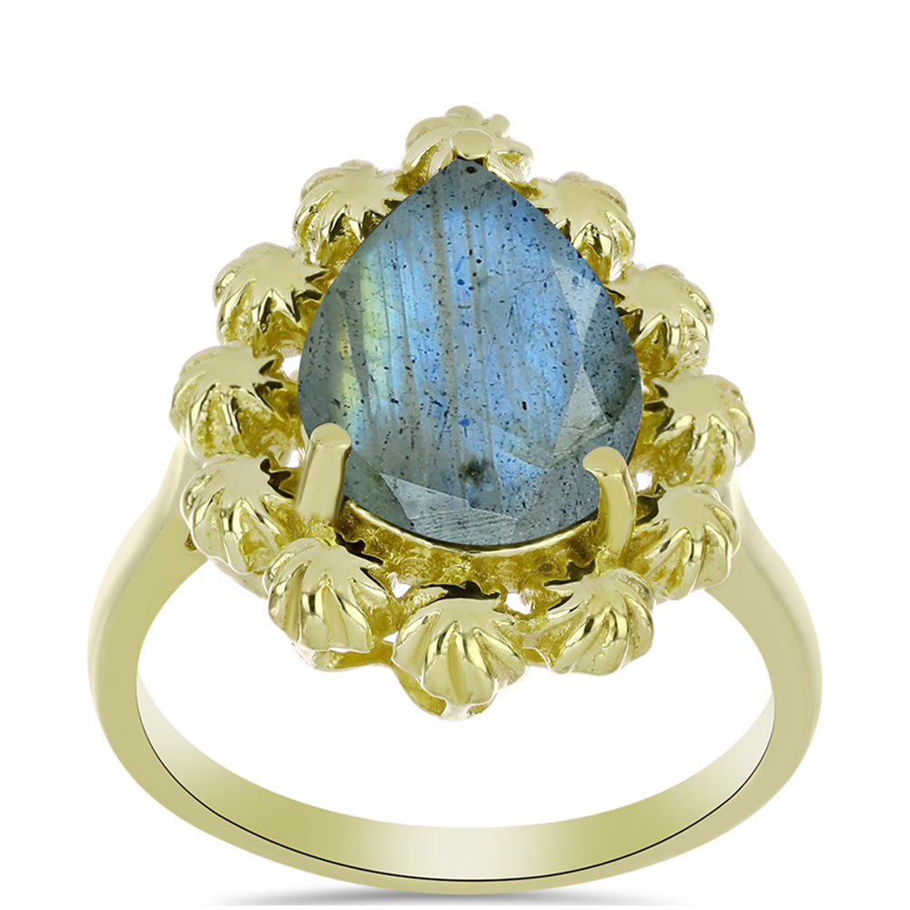 Goldplattierter Silberring mit Labradorit 3 