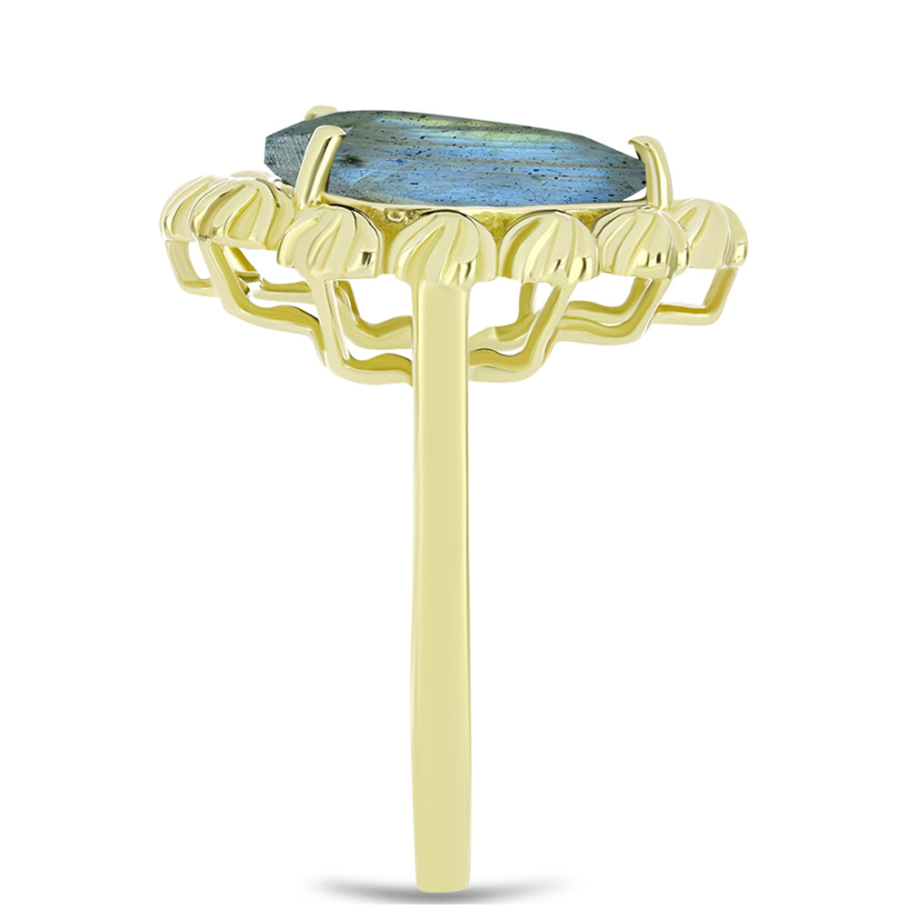 Goldplattierter Silberring mit Labradorit 4 