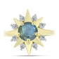 Goldplattierter Silberring mit Labradorit und weißem Topas