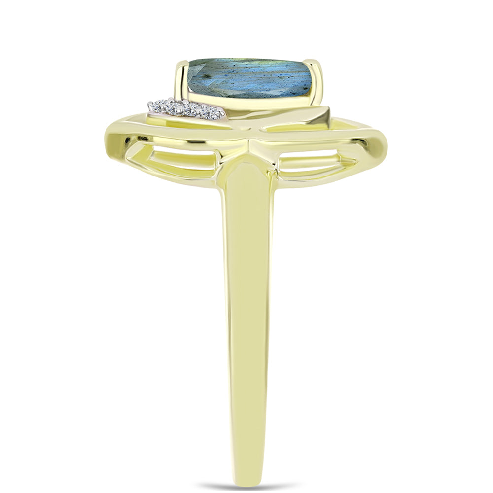 Goldplattierter Silberring mit Labradorit und weißem Topas 4 