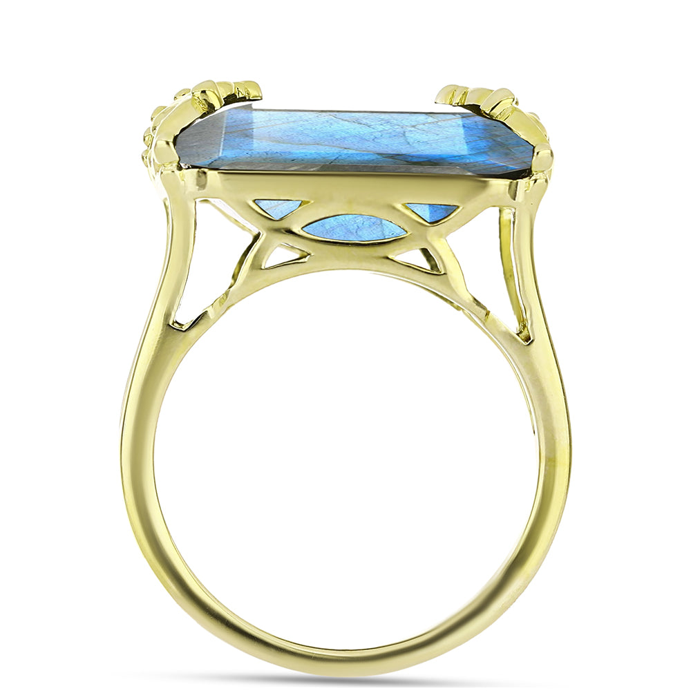 Goldplattierter Silberring mit Labradorit