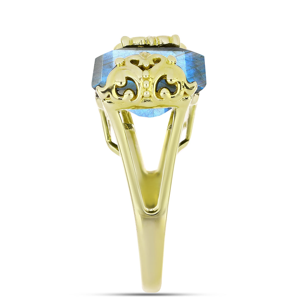 Goldplattierter Silberring mit Labradorit 4 