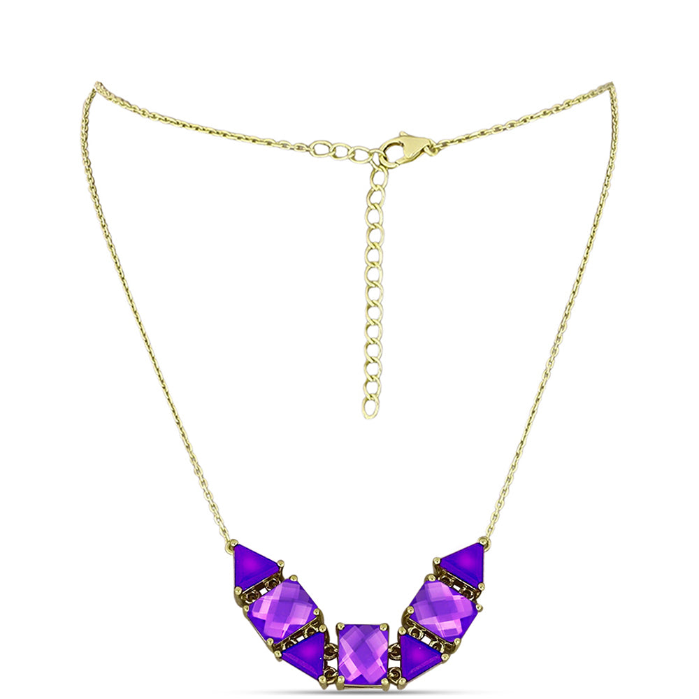 Goldplattierte Silberhalskette mit lila Achat