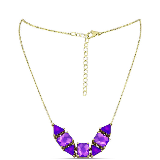 Goldplattierte Silberhalskette mit lila Achat