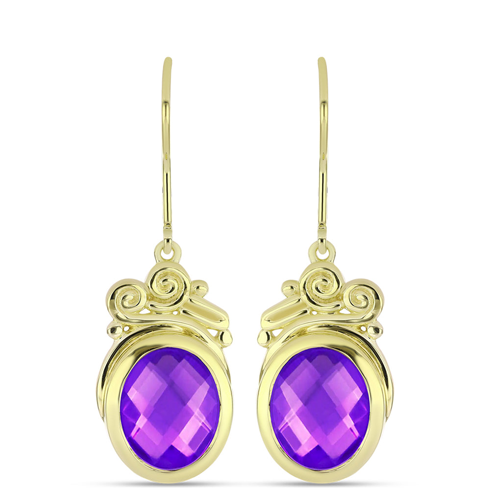 Goldplattierte Silberohrringe mit lila Achat