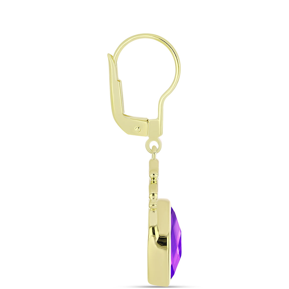 Goldplattierte Silberohrringe mit lila Achat 2 