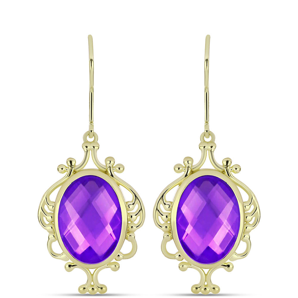 Goldplattierte Silberohrringe mit lila Achat