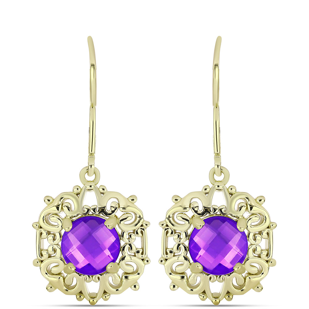 Goldplattierte Silberohrringe mit lila Achat 1 