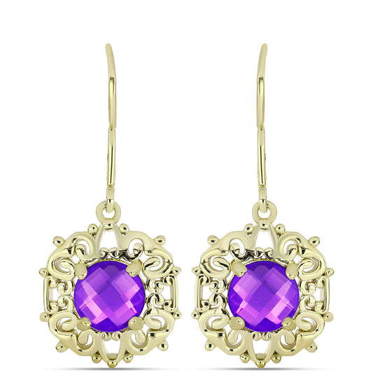 Goldplattierte Silberohrringe mit lila Achat