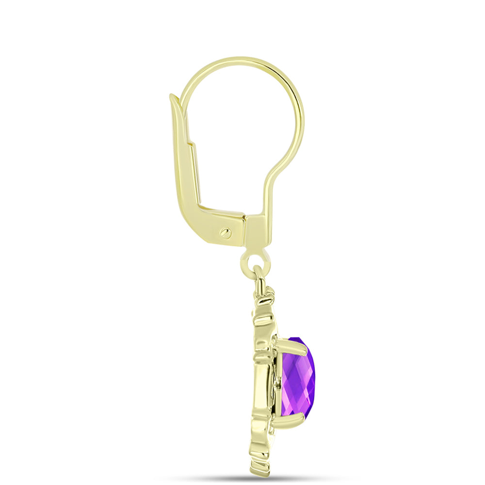 Goldplattierte Silberohrringe mit lila Achat