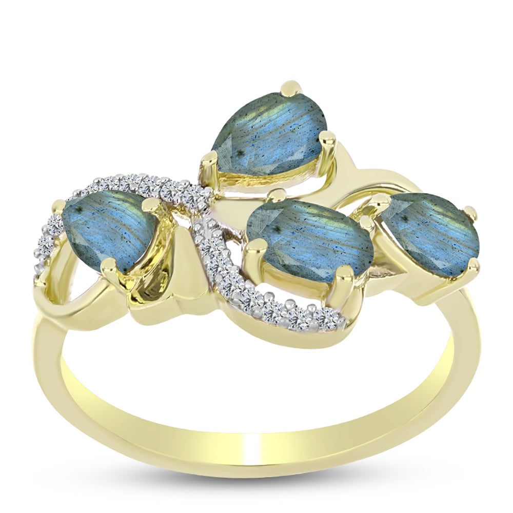 Goldplattierter Silberring mit Labradorit