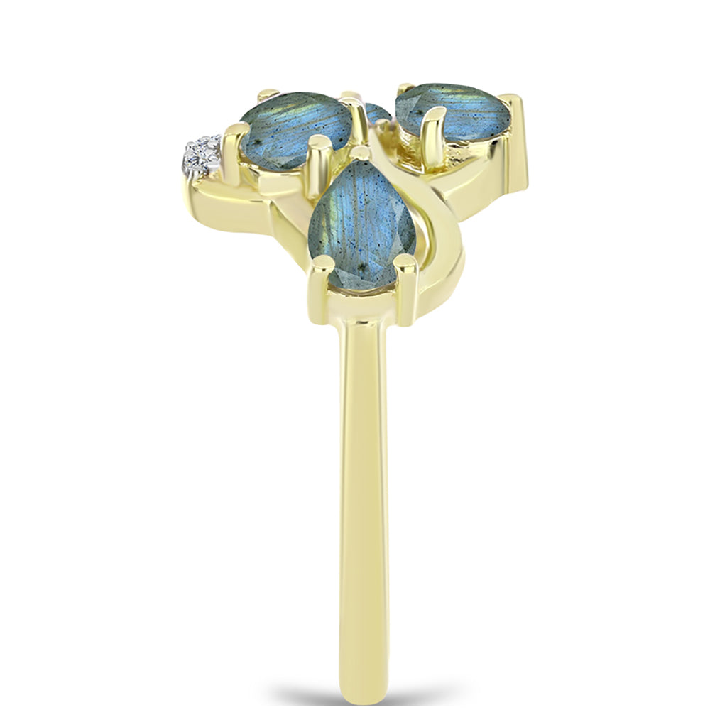 Goldplattierter Silberring mit Labradorit 4 