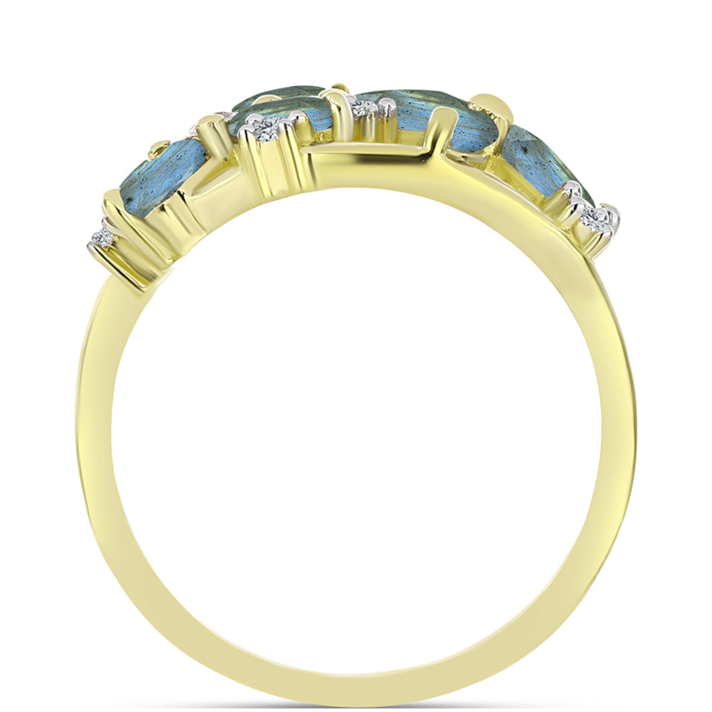 Goldplattierter Silberring mit Labradorit