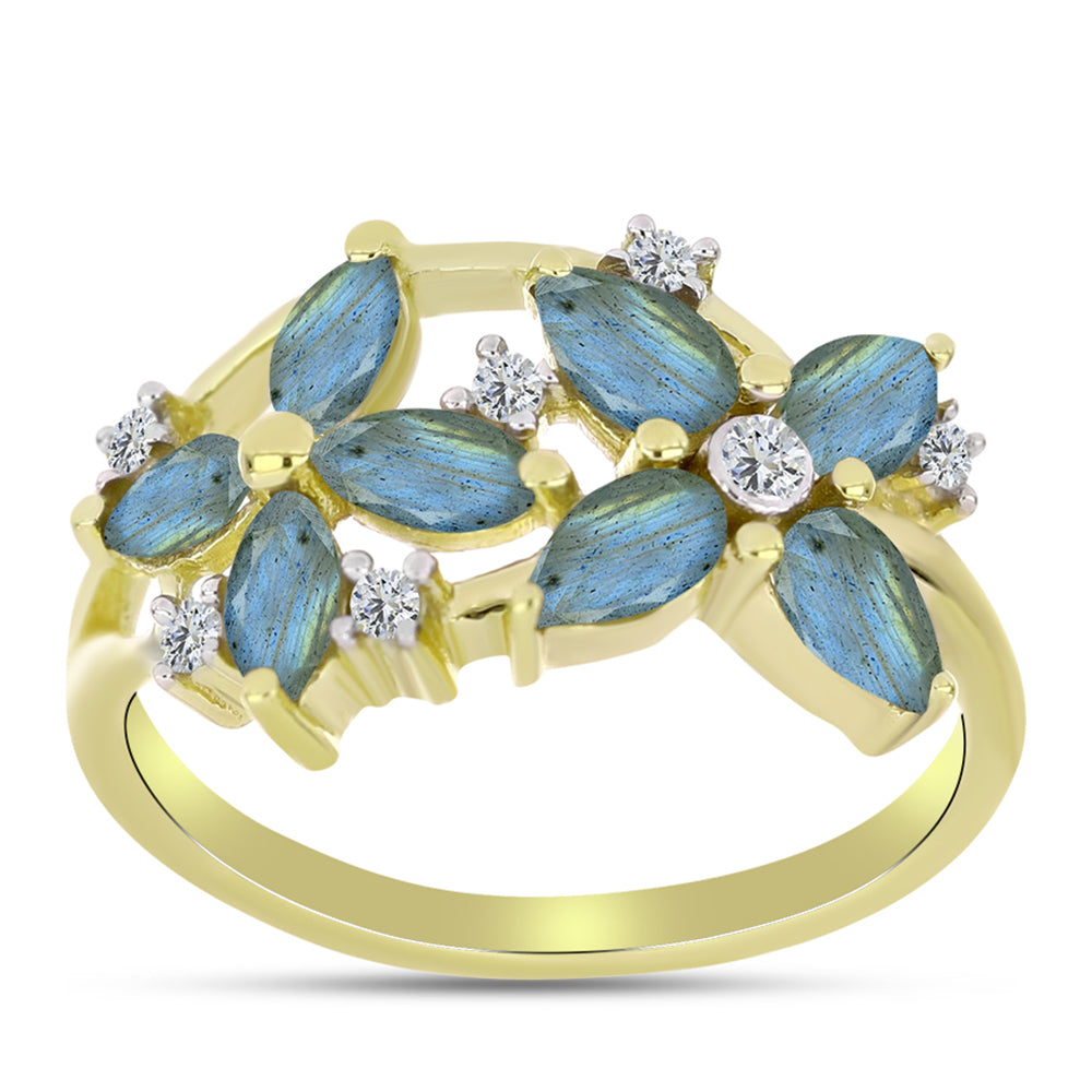 Goldplattierter Silberring mit Labradorit 3 