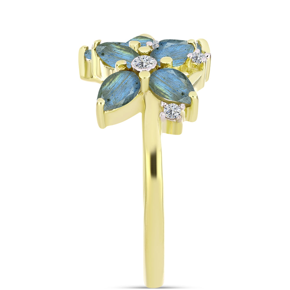 Goldplattierter Silberring mit Labradorit 4 