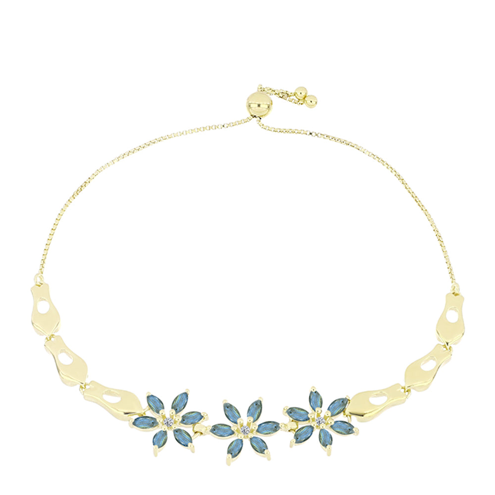 Goldplattiertes Silberarmband mit Labradorit und weißem Topas