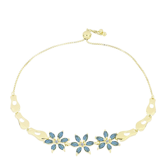 Goldplattiertes Silberarmband mit Labradorit und weißem Topas