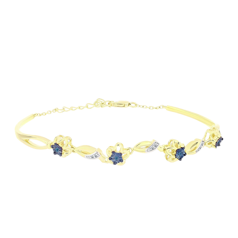 Goldplattierter Silberarmreif mit blauem Diamant und weißem Topas
