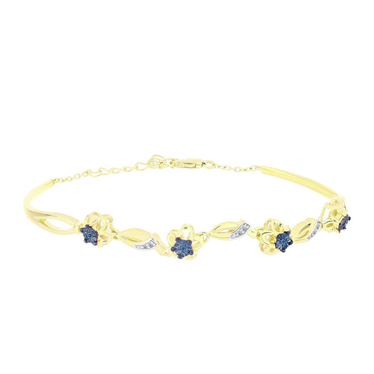 Goldplattierter Silberarmreif mit blauem Diamant und weißem Topas