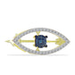 Goldplattierte Silberbrosche mit blauem Diamant und weißem Topas