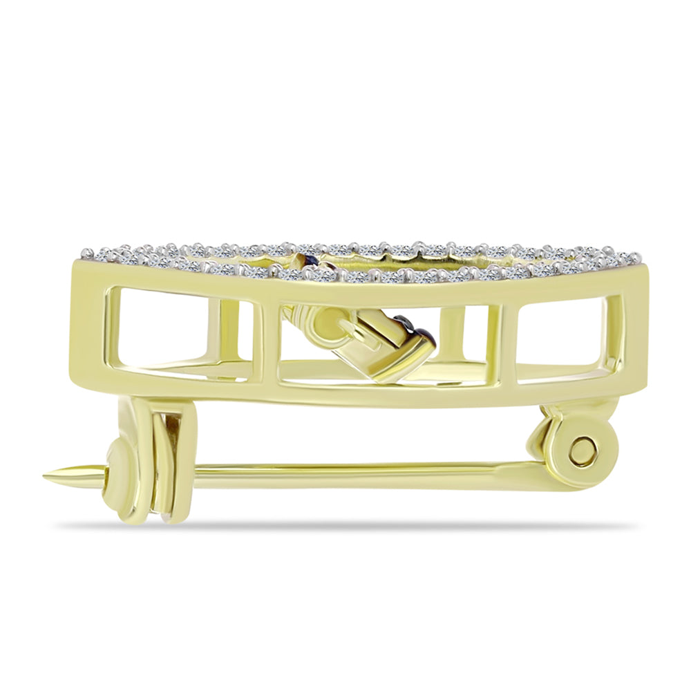 Goldplattierte Silberbrosche mit blauem Diamant und weißem Topas 2 