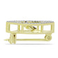 Goldplattierte Silberbrosche mit blauem Diamant und weißem Topas