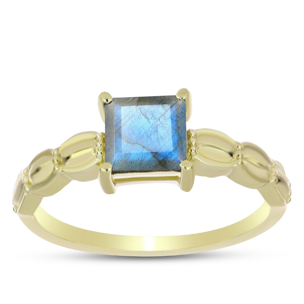 Goldplattierter Silberring mit Labradorit 3 